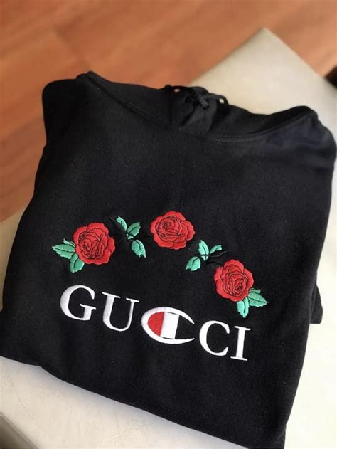 black gucci champion hoodie|gucci x champion embroidered hoodie.